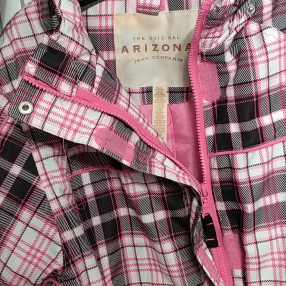 Arizona Jean Co Pink Plaid Fleece-Lined Hooded‎ Coat – Girls 16.5